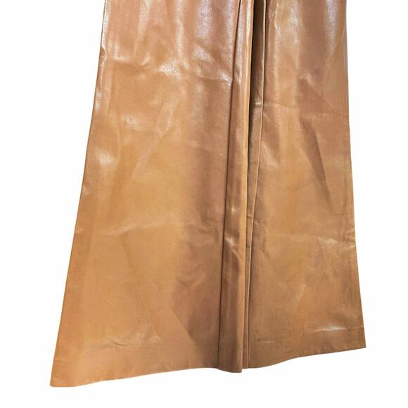 ARITZIA WILFRED Elaine Flared High-Rise Vegan Leather Pants in Cognac Brown Sz 6 - Picture 4 of 9